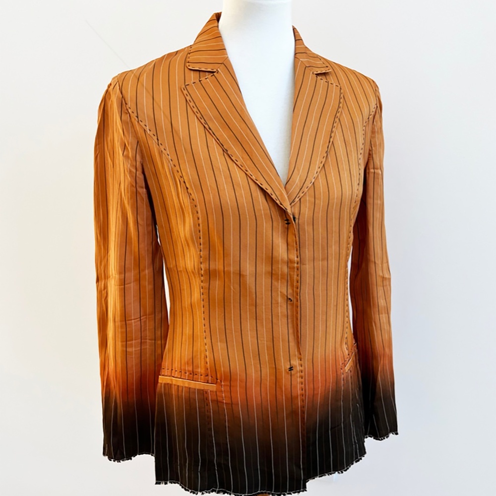 Philosophy di Alberta Ferretti Silky Ombré Pinstripe Jacket US Size 6